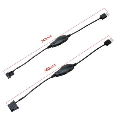 USB-адаптер питания для вентилятора корпуса с 4-контактным разъемом, 5В на 12В, в оплетке, с переключателями, USB-переходник на 4-контактный разъем для вентилятора корпуса