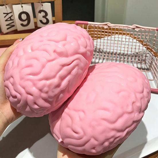 1/2Pcs Giant Simulation Brain Squeeze Toy Stress Relief Pink Brain Sensory Toy Decompression Slow Rising Realistic Brain Fidget Toy