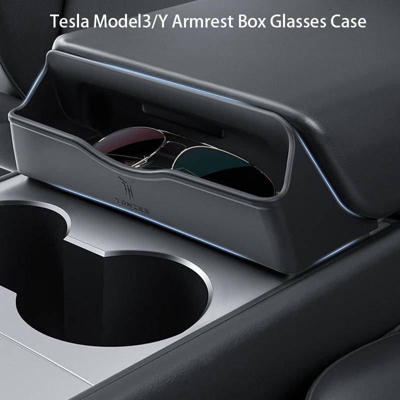 Для Tesla Model 3 Model Y Силиконовая оправа для очков Органайзер Центральный подлокотник Скрытый ящик для хранения Органайзер Аксессуары для салона автомобиля