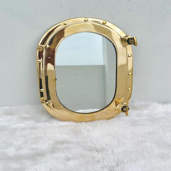 Латунный овальный иллюминатор Латунное корабельное зеркало, Морское окно Настенное зеркало, Морское зеркало для ванной комнаты Домашний декор, Подарок