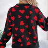 Women's Autumn and Winter Casual Round Neck Long Sleeve Knitted Sweater Clashing Color Love Lantern Sleeves