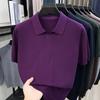 Men S Short Sleeve Turn Down Collar Knit Sweater Thin Casual Top