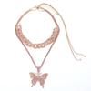 Trendy Butterfly Pendant Rhinestone Fashion Collars Necklace Bling Necklace  Necklace for Women