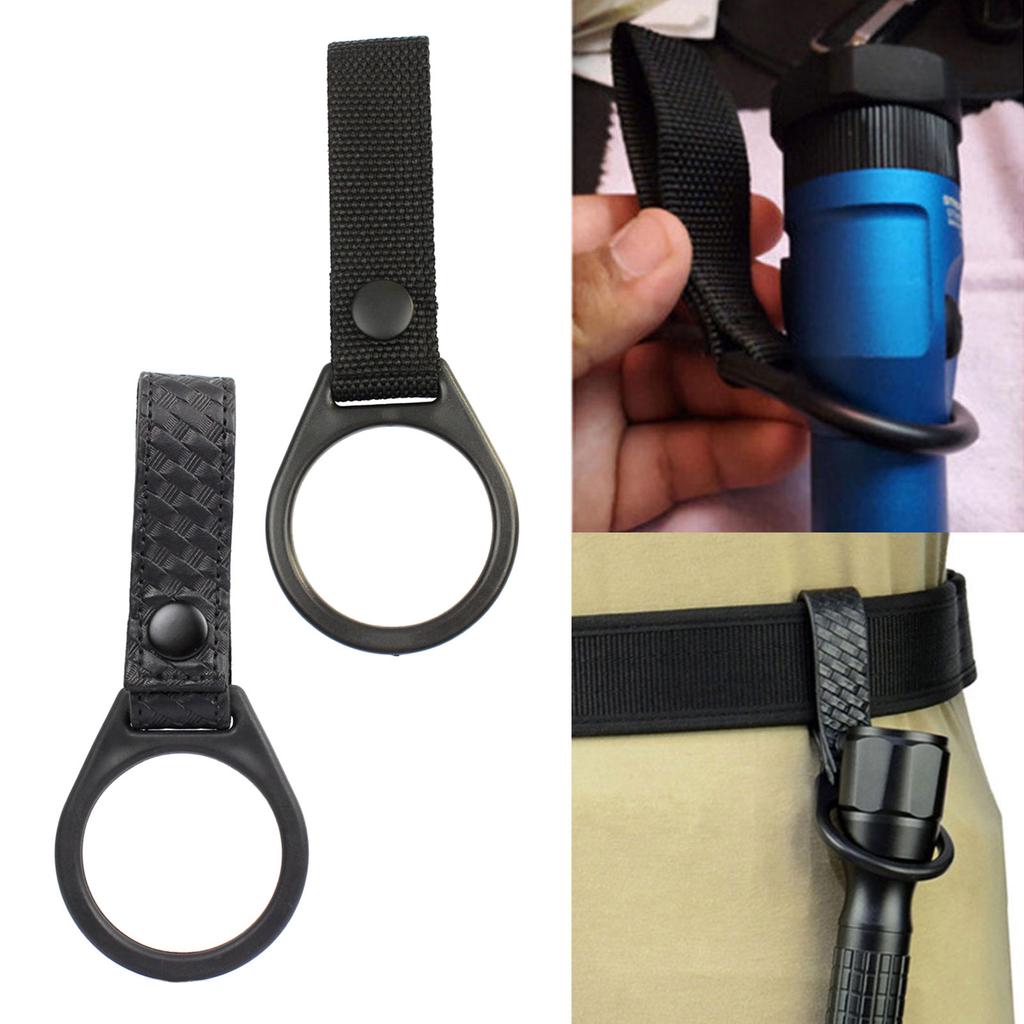 Night Stick Ring Holder Slide-On Duty Belt Ring Holder For C/D Cell Flashlight Black Ring Durable for Hunting