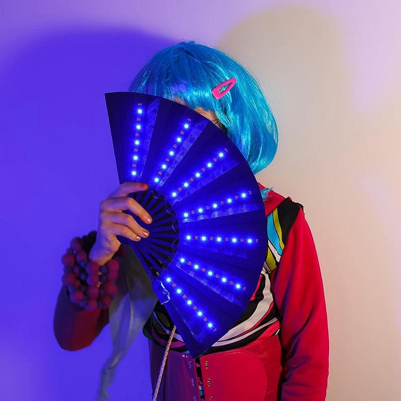 LED Wedding Hand Fans Dance Fan for Women Custom Wedding Fan Folding Hand Fan for Women Glow Fan Glow In Dark Abanicos Para Boda