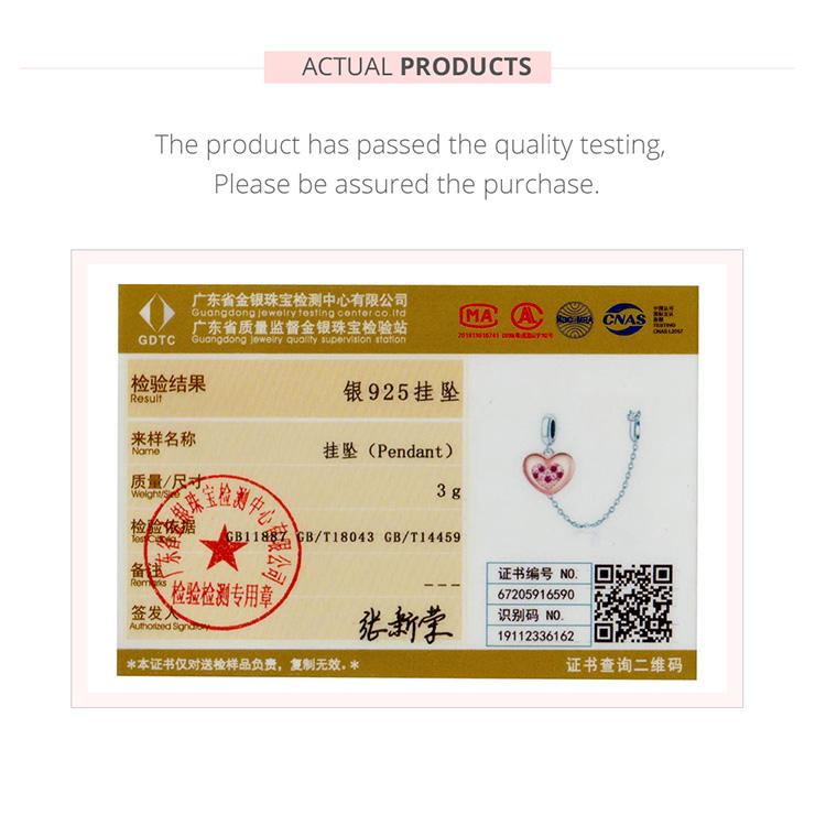 BAMOER Стерлингового Серебра 925 пробы Блестящий Розовый Циркон Розовое Золото Подвеска в форме сердца подходит для оригинального браслета 3 мм DIY Ювелирные изделия