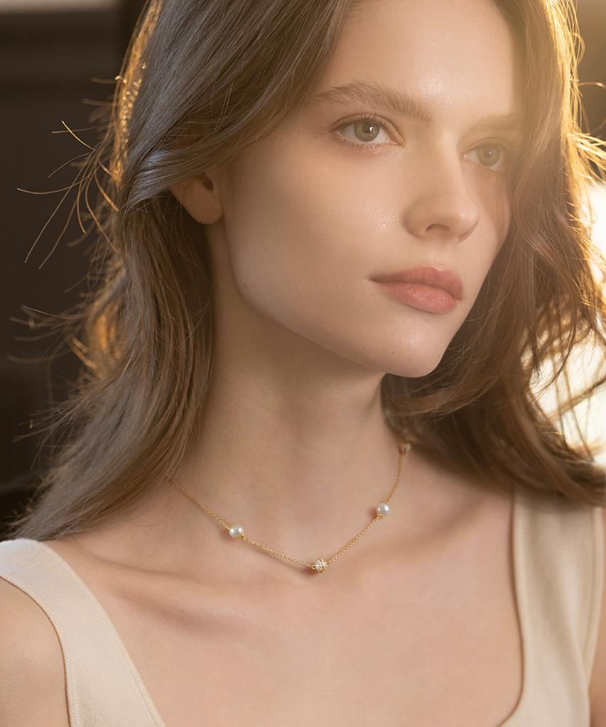 Lola Rose Heliocentric Cubic Chain Pearl Necklace