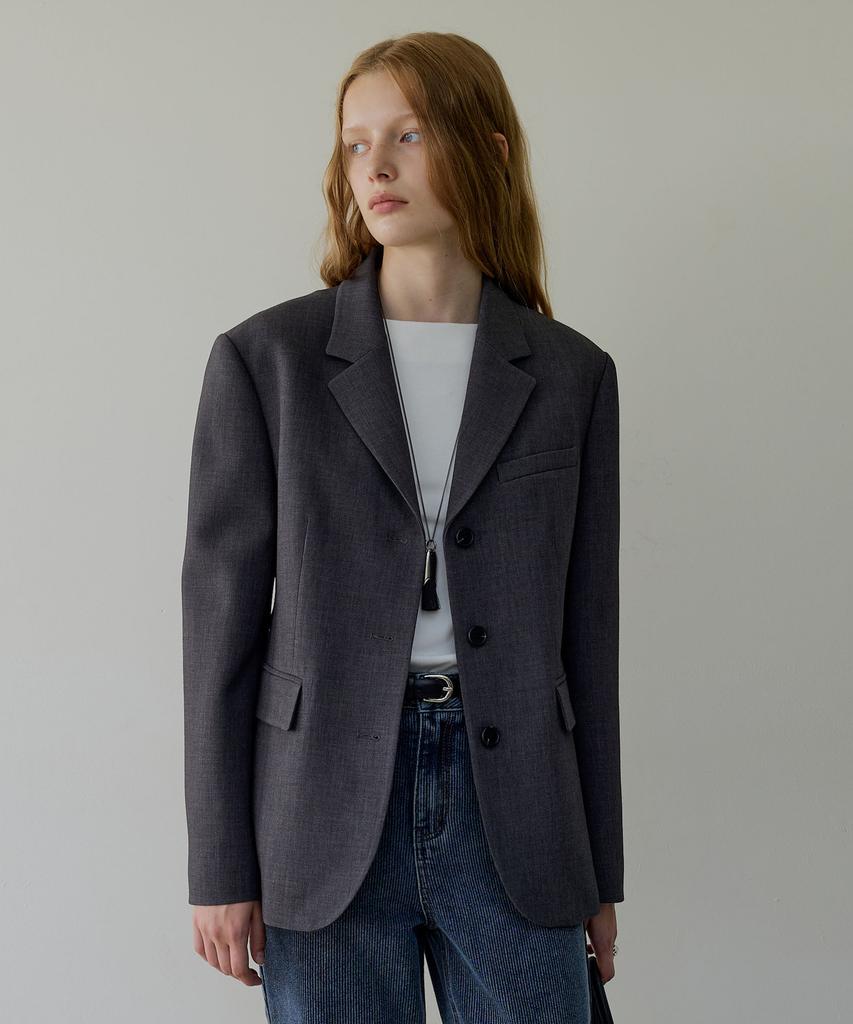 ARTID Wool Belted Single Jacket_Charcoal