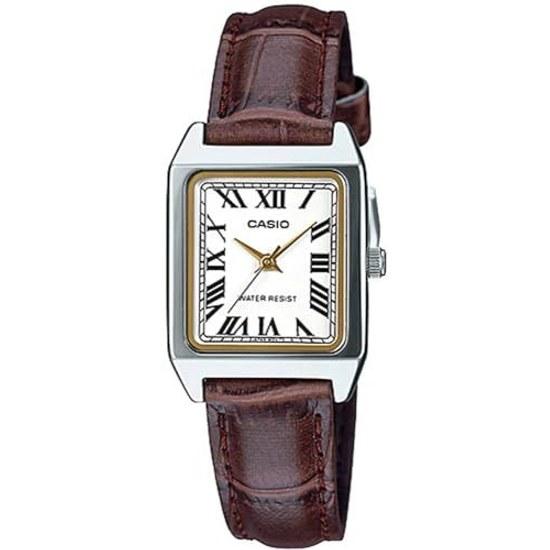 CASIO Chipe wristwatch watch ladies quartz brass leather brown silver gold LTP-V007L-7B2