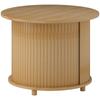 Side Table, Round, with Storage, Sliding Door, Bamboo, Ø60 x 45 cm, Load Capacity up to 20 kg