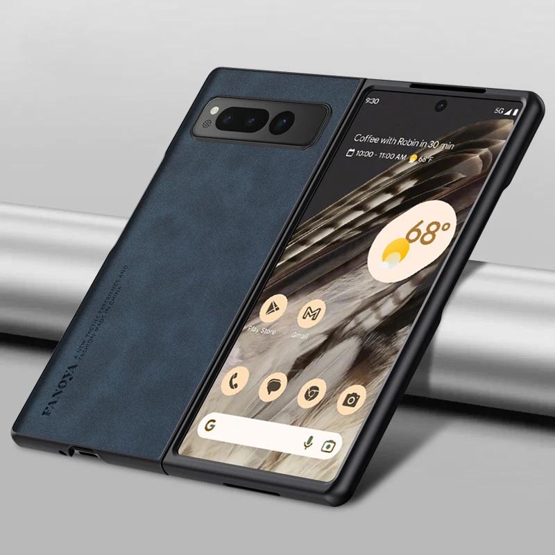 Роскошный матовый чехол из кожи с ощущением кожи для Google Pixel Fold2 Fold, противоударный, защита от отпечатков пальцев, модный силиконовый мягкий чехол из ПУ