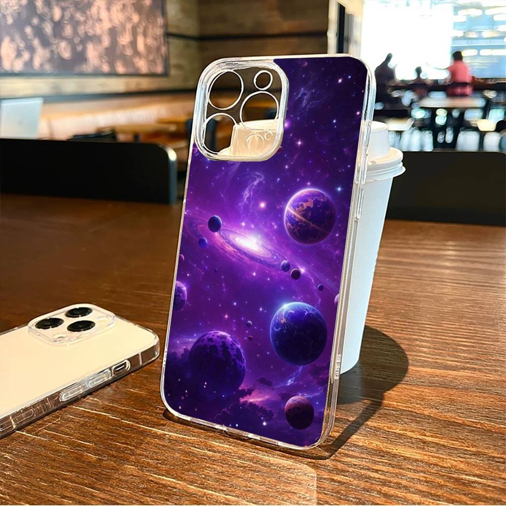Чехол для телефона с принтом «Мечтательная галактика» для iPhone17,16,15,14,13,12,11 Plus, Pro Max Мягкий прозрачный чехол