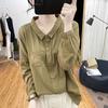 Однотонная рубашка с длинными рукавами для женщин, свободный и утягивающий верх, рубашка в стиле ретро