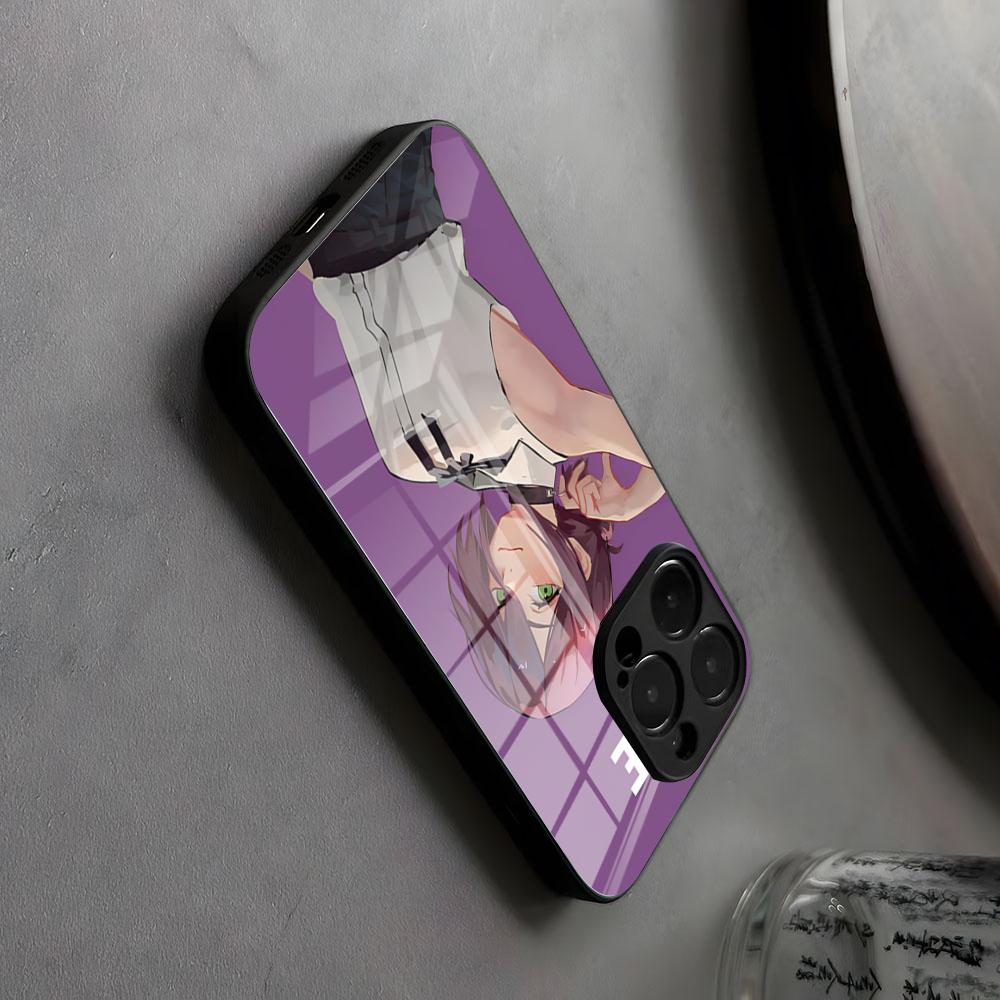 Reze Beauty Японское Аниме Чехол для Телефона Стекло Для IPhone17 Air 16 15 17 14 Pro Max 13 12 Простой Стиль 11 X XS XR Plus Для Samsung S 2