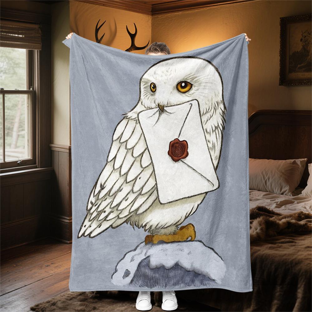 1 шт. конверт с полярной совой, сургучная печать, флисовое одеяло для улицы, для всех сезонов, мягкое, теплое, декор для дома 1031153