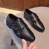 Boys' Leather Shoes, Black Soft Soles, Performance New Boys, British Fashion Shoes, Big Children's Single Shoes, Performance Shoes