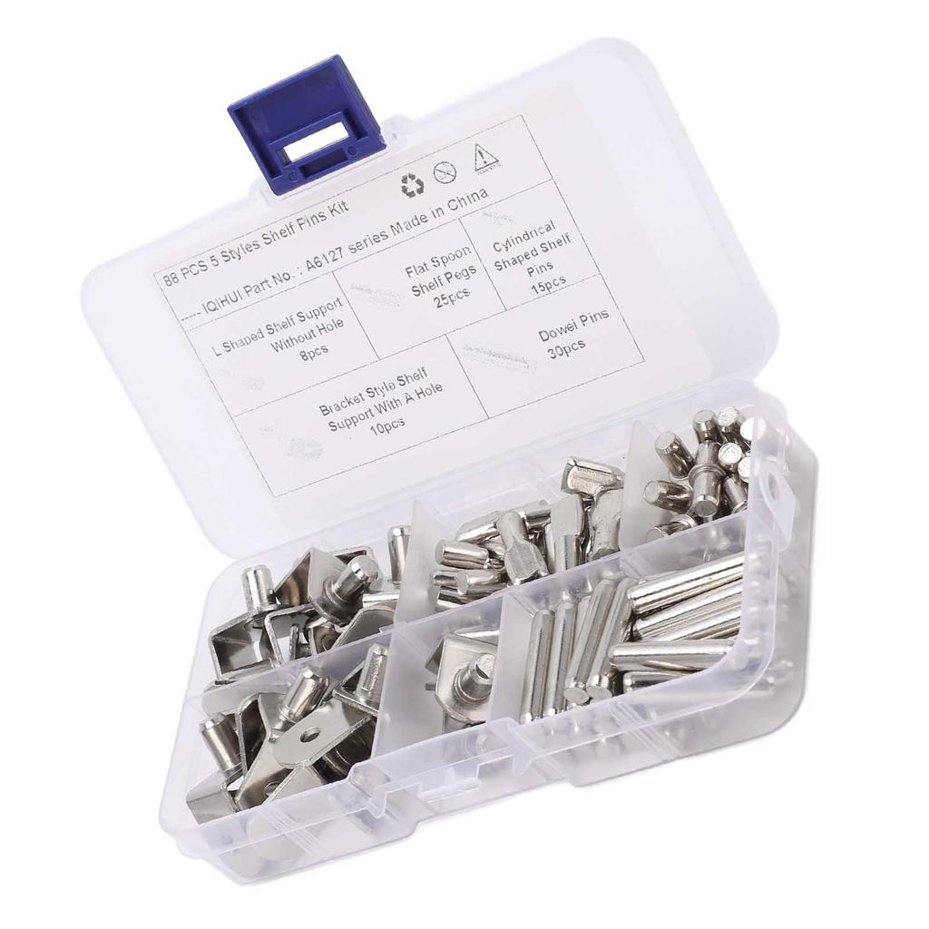 Набор полочных штифтов 5 стилей 88 шт. Никелированные полочные опорные штифты для шкафа дома на колесах, книжной полки, витрины