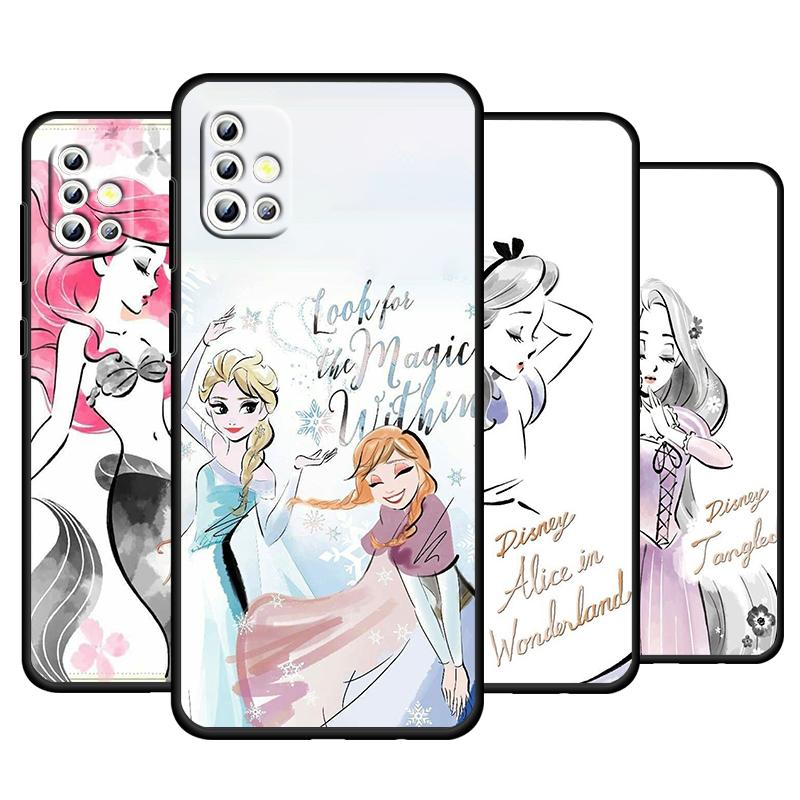 Мультфильм принцесса для Samsung Galaxy A73 A54 A52S A72 A71 A52 A51 A22 A32 A21S 4G 5G силиконовый мягкий черный чехол для телефона