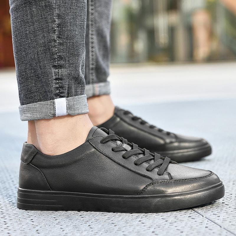 2025 Men Casual Leather Minimalist Shoes Brand Outdoor Antiskid Walking Shoes Genuine Leather Soft Bottom Lace-Up Oxford Shoes
