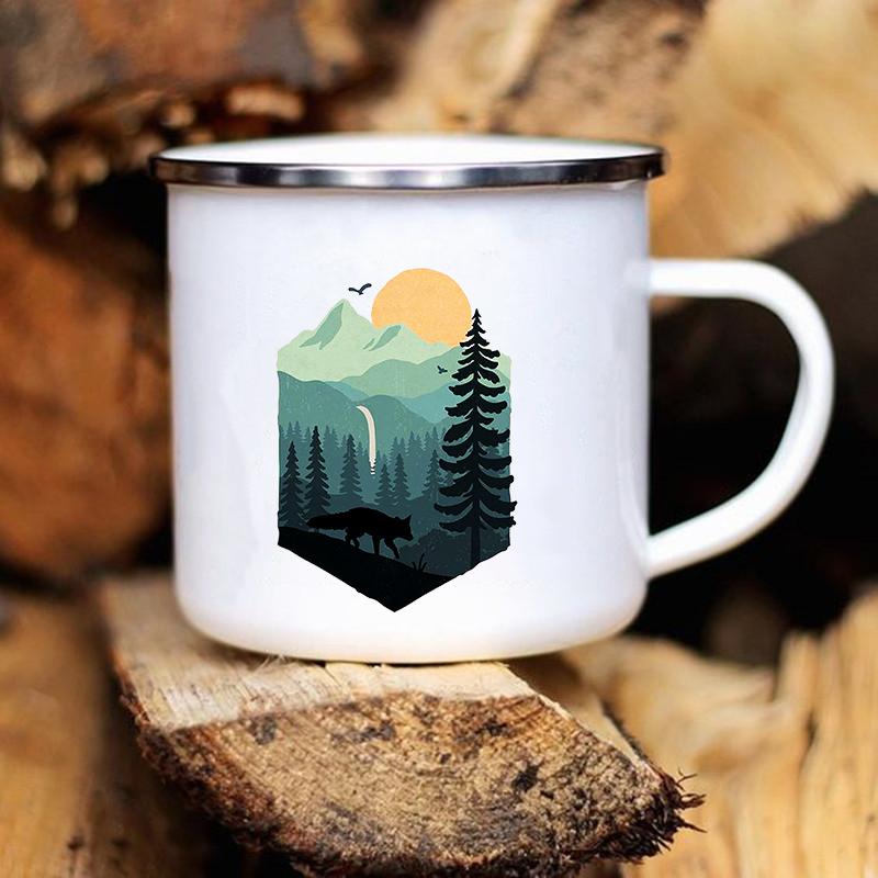 Happy Camping Enamel Cups Friends Original Mugs Coffee Cups to Sublimate Drinkware Unusual Tea Cup Personalized Mug Beer Cupshe