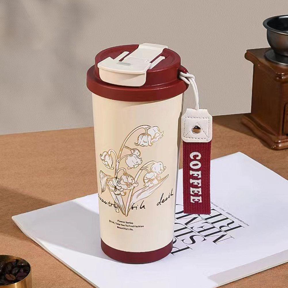 500 мл Кружка-термос Ландыш из нержавеющей стали Кавайный Цветочный Стакан для кофе Термостакан для воды Чашка Подарок для лучшей подруги на день рождения