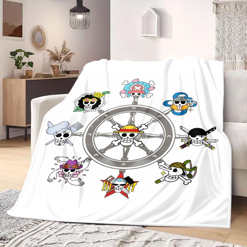 Фланелевое одеяло из аниме OnePiece Теплое, Уютное, Подходит для спален, Диванов, Кроватей, Стульев, Пикников, Путешествий