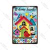 Welcome Home Vintage Metal Tin Sign Garden Wall Decor Metal Poster Sweet Home Tin Sign Family Farm Beach Hut Metal Plates Pla