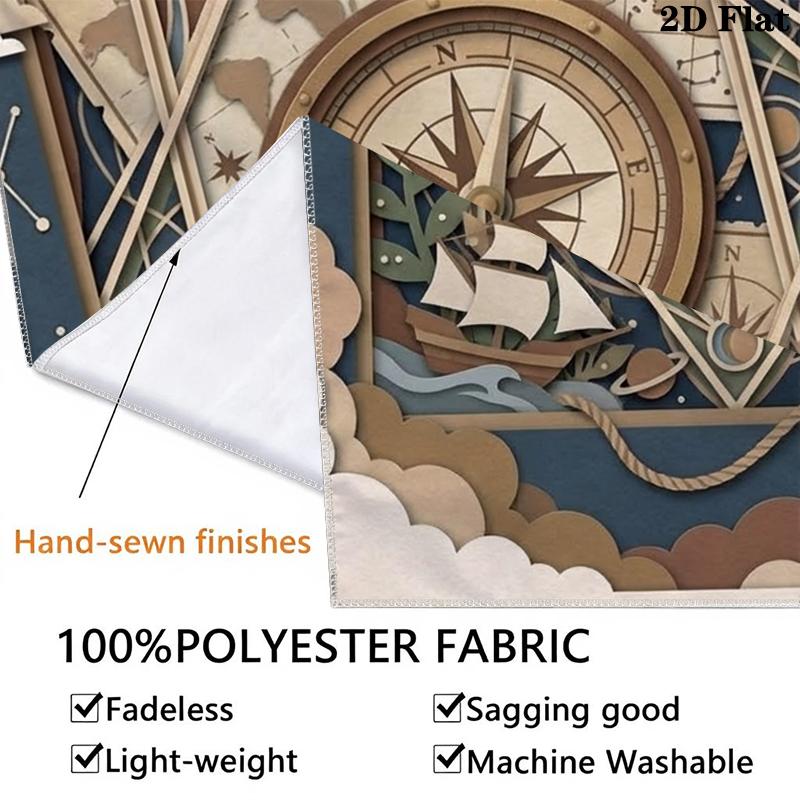 Compass Wall Tapestry Aesthetic Wall Hanging Printed Fabric Blanket Decorative Tapestries for Bedroom Living Room Home Decor