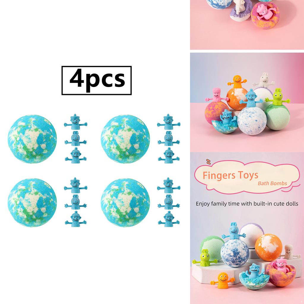 Handmade Bath Bombs with Surprise Thumb Toys Inside for Kids Gentle Nourishing Plant Oil Extract Bath Ball Gift Set