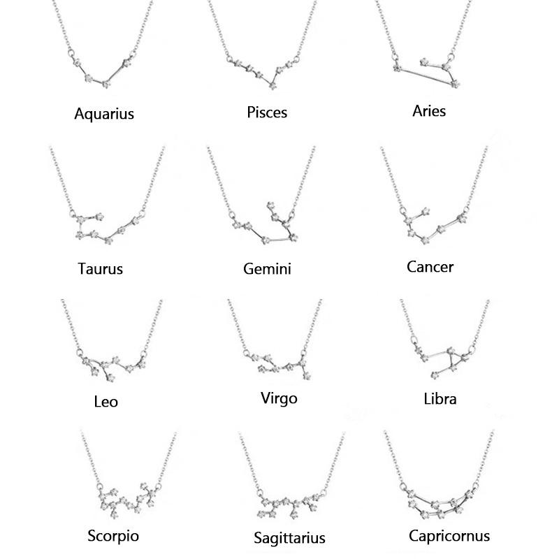 ANENJERY Silver Color Zodiac Necklace Celestial Jewelry Best Friend Gift Constellation Necklace S-N487