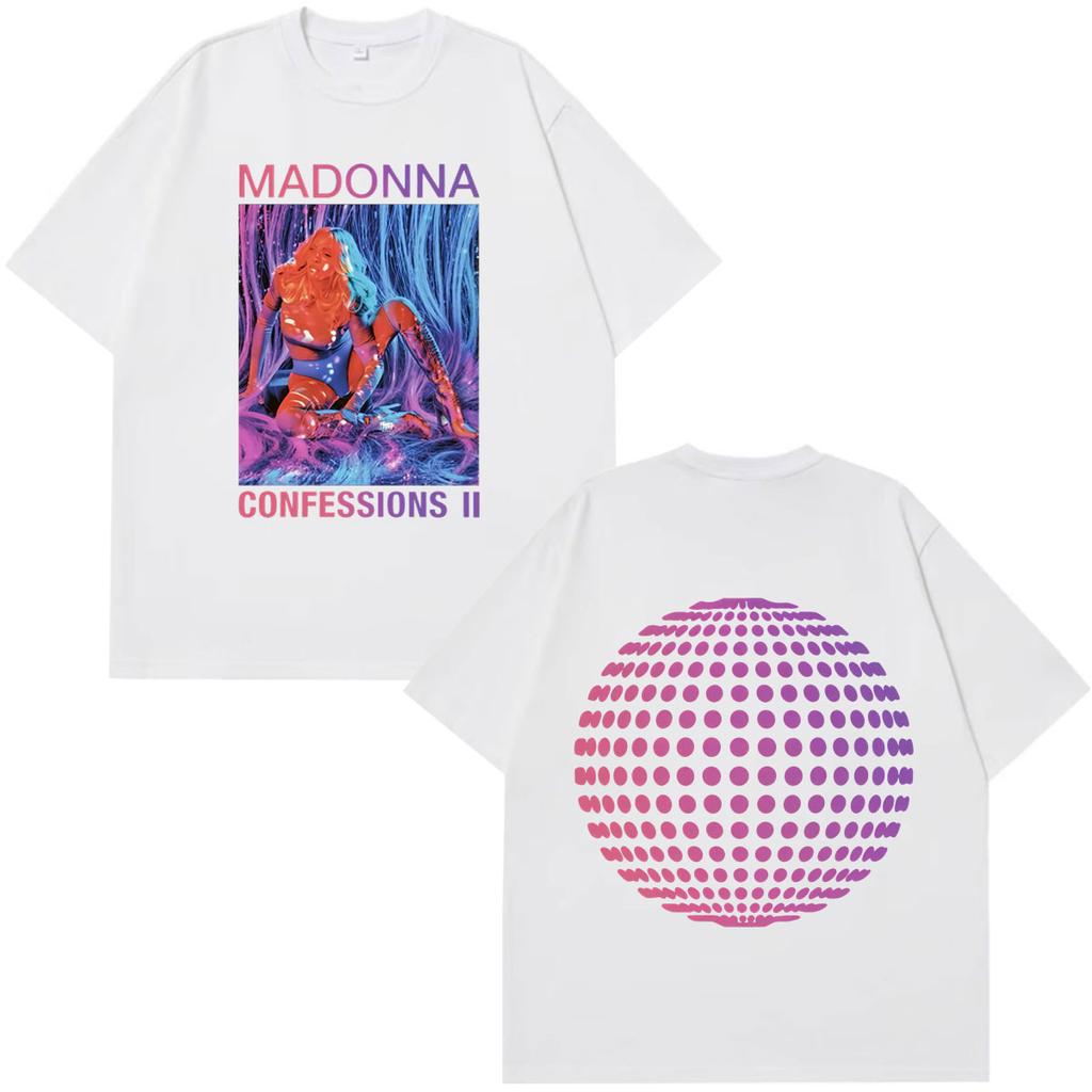 Vintage Madonna Graphic T Shirt Pop Music Singer Confessions Album Art Disco Ball Print Short Sleeve Oversized Crew Neck Unisex Streetwear Tops Tees