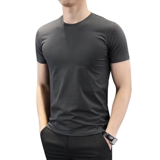 Men Summer T-shirt Solid Color O Neck Short Sleeves Soft Breathable Slim Fit Pullover Sports Business Casual Men Office Top