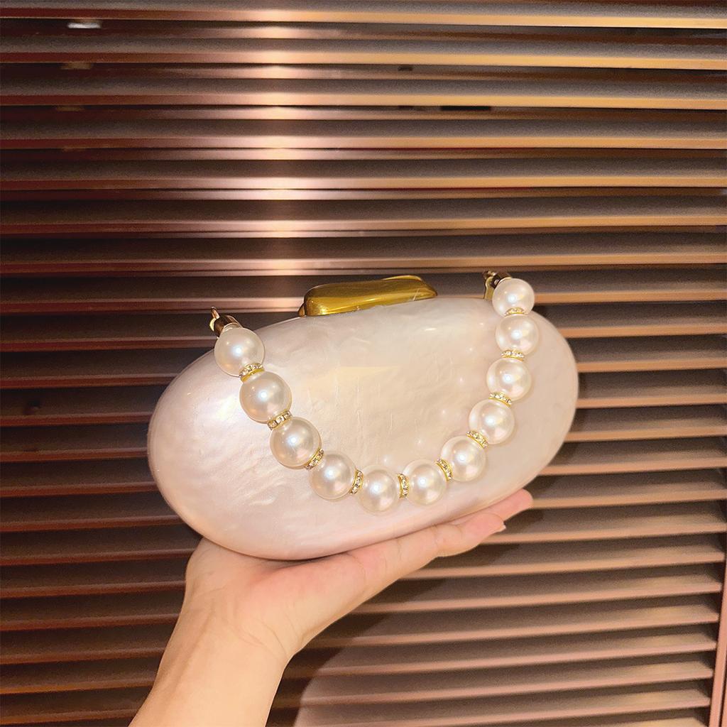 Женская сумка-клатч из акрила особой формы, премиум-сумка на запястье с жемчугом и сумкой на плечо