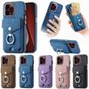 Electroplated Card Slot Ring Holder Leather Case for iPhone 15 14 Plus 13 12 11 Pro Max XSMAX for Samsung S23 S22 S21 Ultra Plus S21FE A14 A54 A13 A53