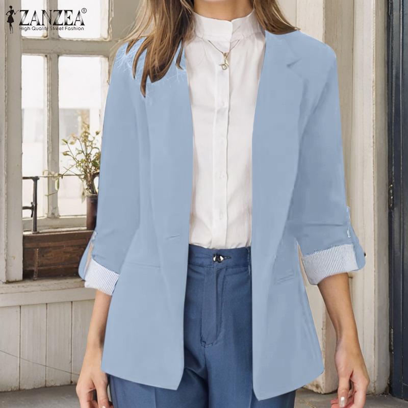 ZANZEA Женский модный пиджак с воротником и длинным рукавом в полоску