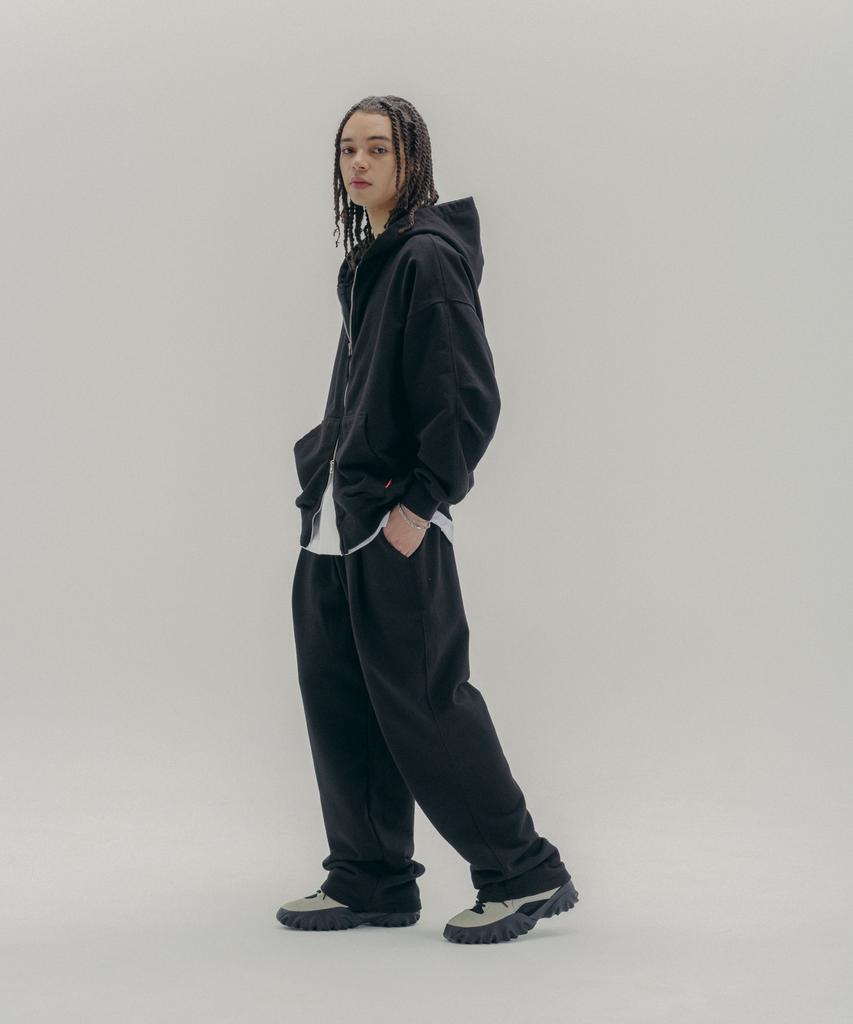 PSSHOPPER Washed One-Pleat Wide Pants [Black]