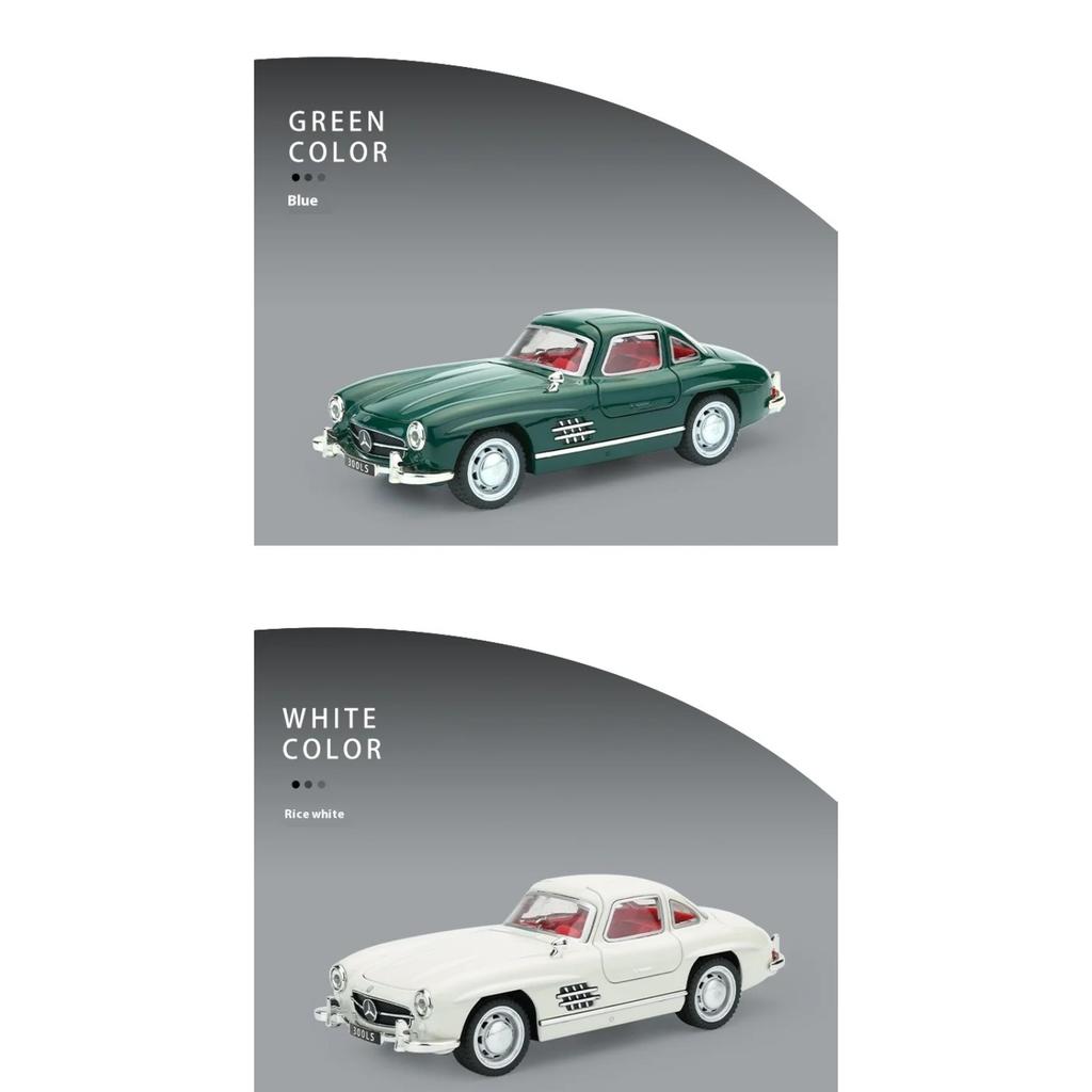 1/32 Scale Benz 300SL Classic Car Alloy Car Diecast Model Sound & Light Toy Car Central Control Ornaments Children Toy Gift