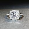 925 Sterling Silver Moissanite Women's Classic Four-Prong Ring, PT950 Plated.