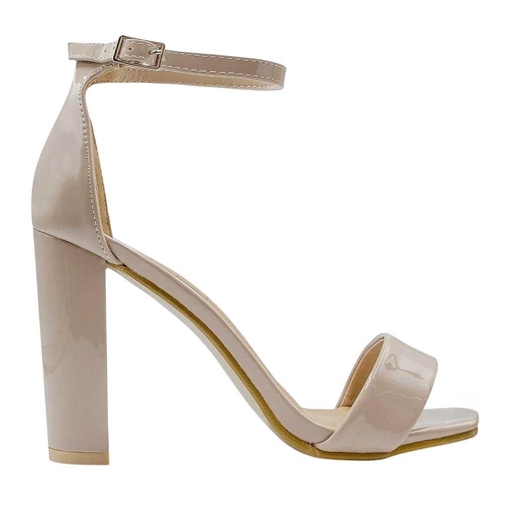 Where's That From Womens/Ladies Patent Leather Strappy Block Heel Court Shoes