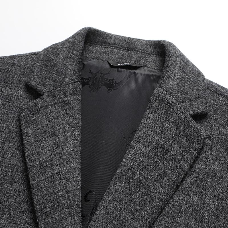 Двубортное шерстяное пальто ручной работы, однобортное пальто с двумя пуговицами, повседневное шерстяное пальто в клетку