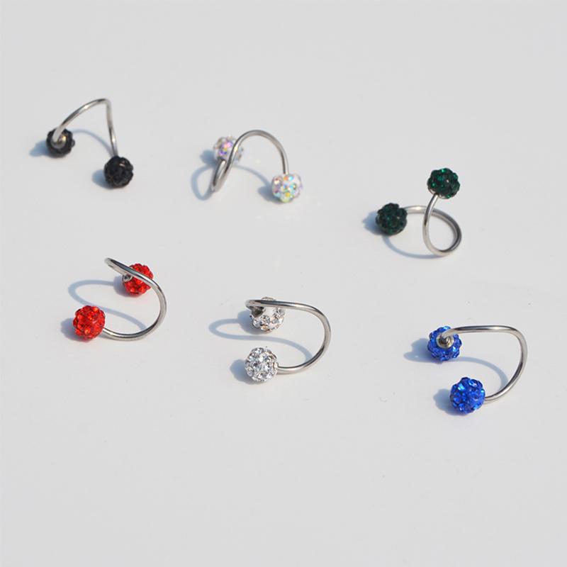 16 г Горячая новая серьга с кристаллами для хряща, хирургическая сталь, блеск, 1 шт., спиральная женская сережка-гвоздик для пирсинга тела, ручная работа