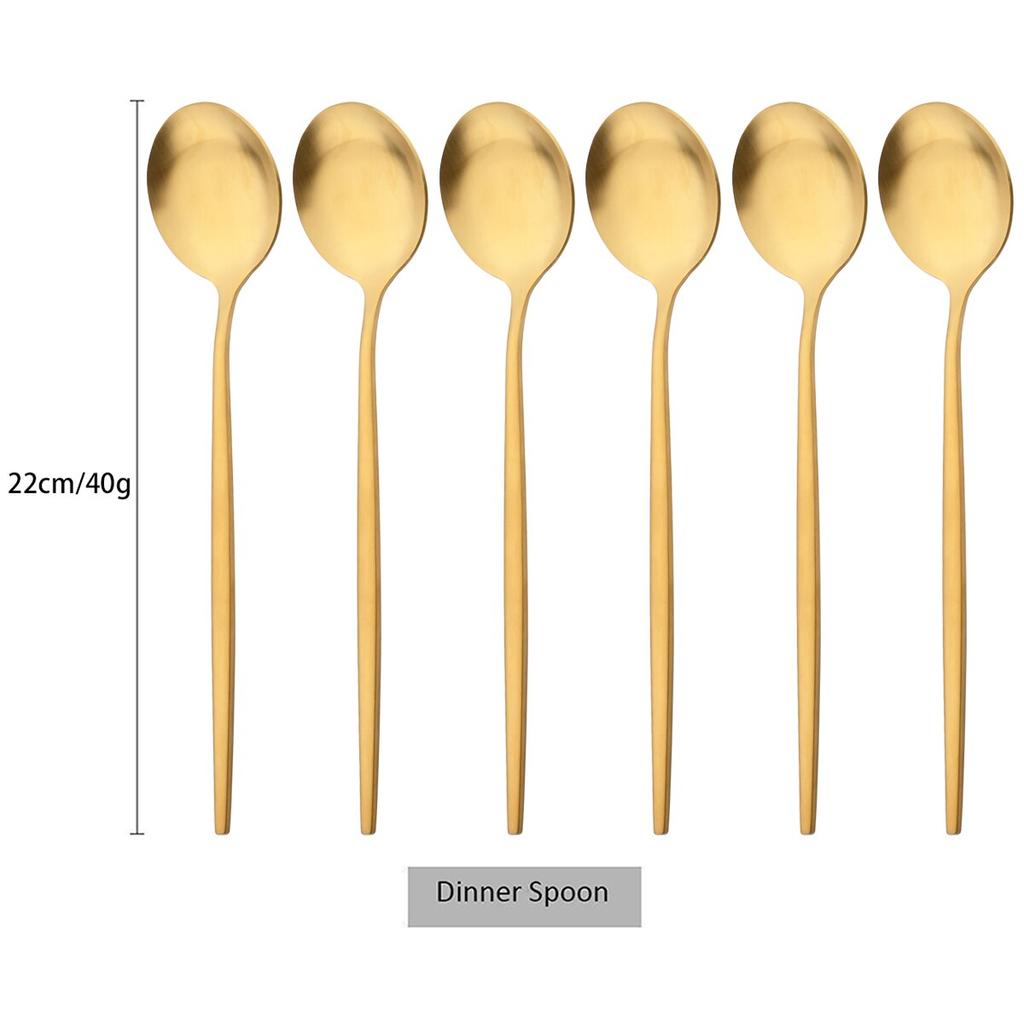 6 шт./компл., набор столовых ложек из черного золота, матовая западная нержавеющая сталь, столовые приборы, столовые приборы, десертная ложка, посуда, набор кухонных столовых приборов для вечеринок
