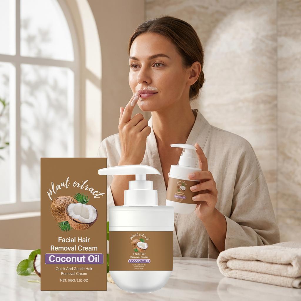 Coconut Facial Hair Removal Cream Gentle Face Cream for Lip Peach Fuzz Smooth Delicate Skin Care