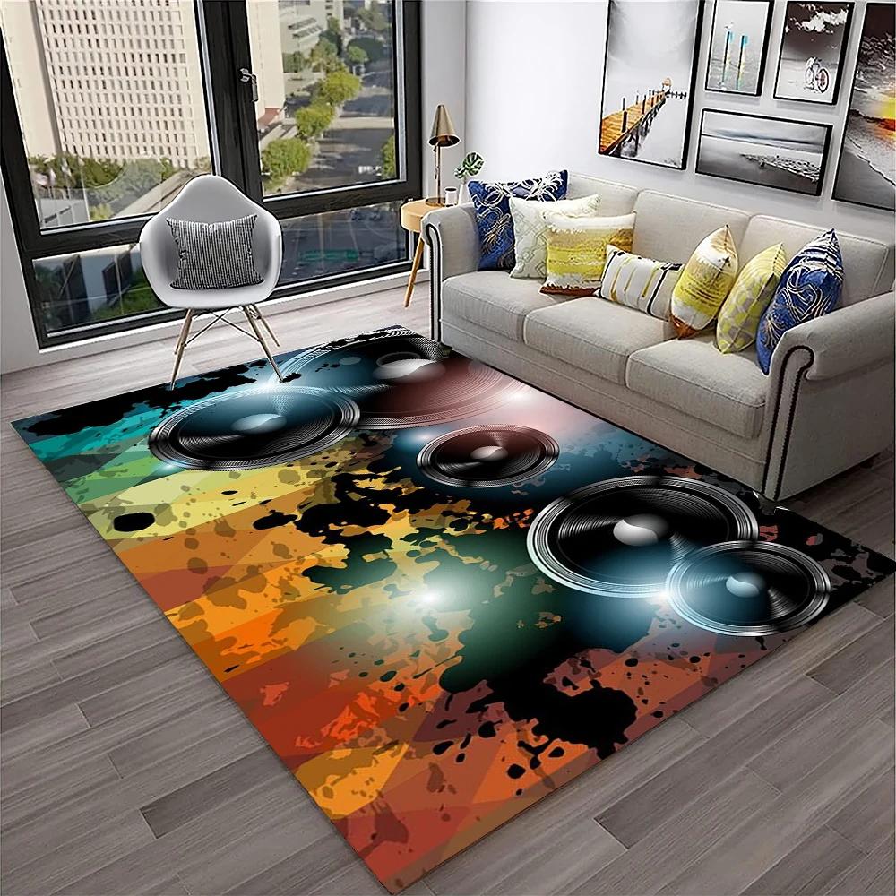 3D Ретро Виниловая Пластинка Музыка Искусство Ковер Коврик для Дома Гостиная Спальня Диван Придверный Коврик Декор, Ковер для Детской Игровой Зоны Нескользящий Напольный Коврик