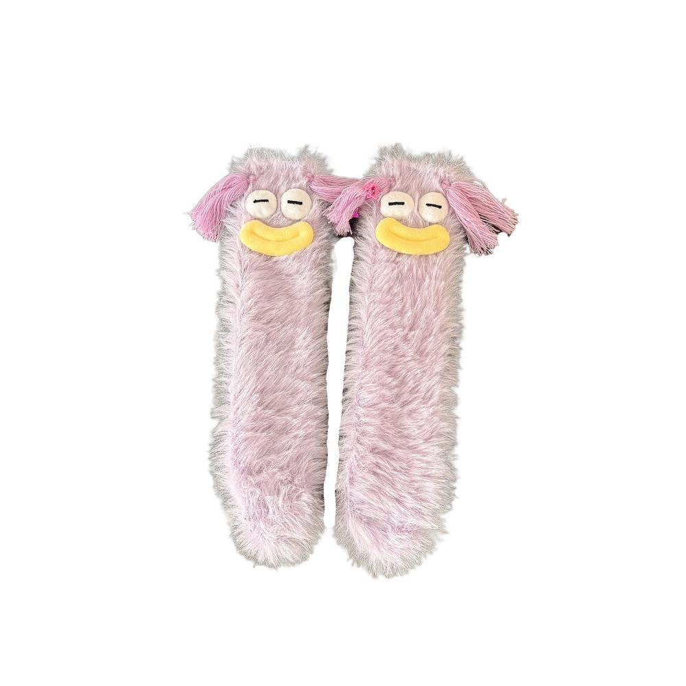 Tassels Funny Tube Socks Cartoon Furry Plush Sock Kawaii Coral Fleece Socks Winter