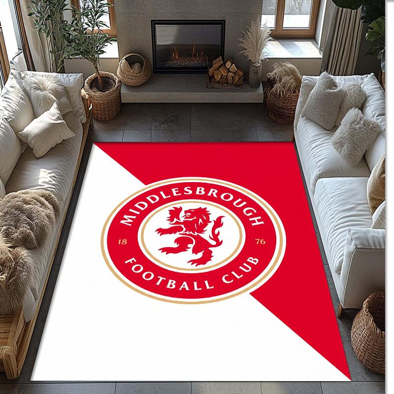 Middlesbrough FC Soccer Football Pattern Soft Area Rug Non Slip Indoor Floor Carpet Sports Decor Mat for Bedroom