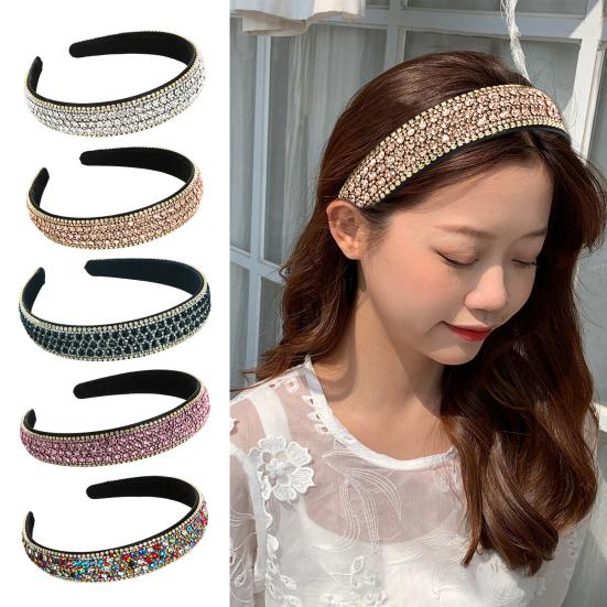 Женский роскошный обруч для волос, красочная повязка на голову с инкрустацией стразами, расширенный дизайн, легкий головной убор, аксессуары для головы