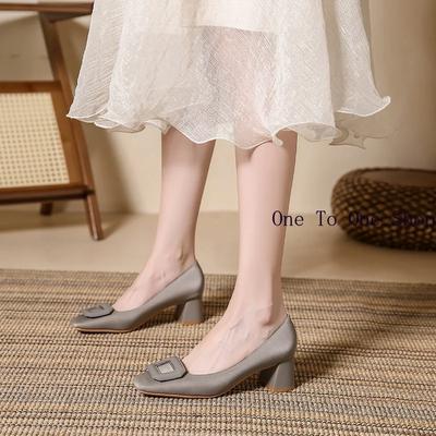 Мода Толстые Каблуки Высокие Каблуки Женские 2024 Новые Элегантные Атласные Туфли Бабушки Квадратный Носок Женские Туфли Туфли Мэри Джейн Серебристые Для Танцев