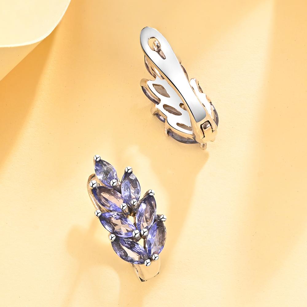 Легкие роскошные элегантные серьги из стерлингового серебра 925 пробы, натуральный синий драгоценный камень Танзанит, дизайн листьев дерева, женские изысканные украшения, юбилей, повседневная одежда