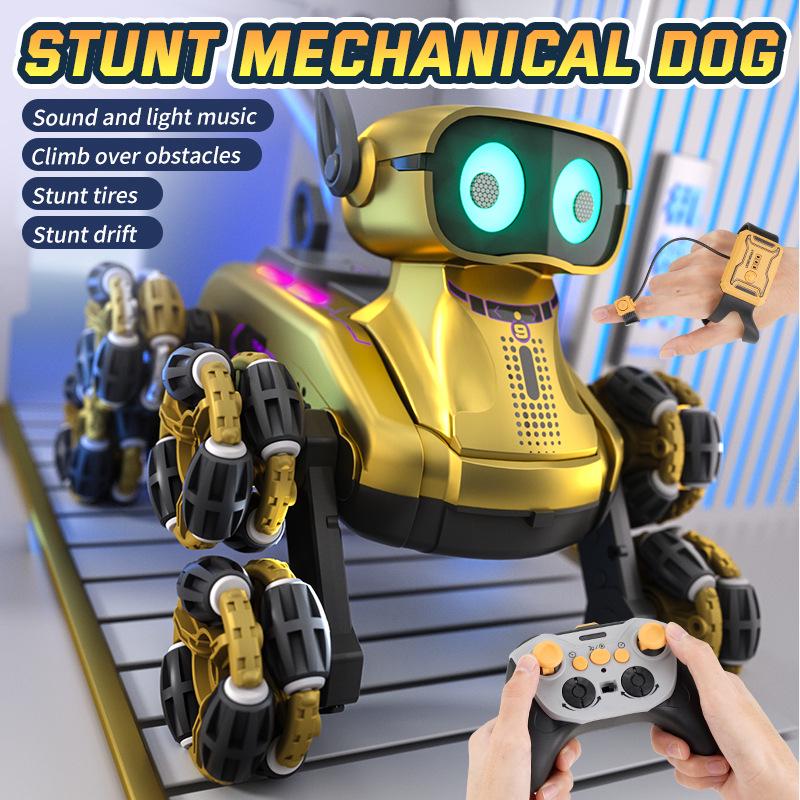 Eight-Wheel Remote Control Mechanical Dog Stunt Car - Gesture Sensing Off-Road Toy for Kids